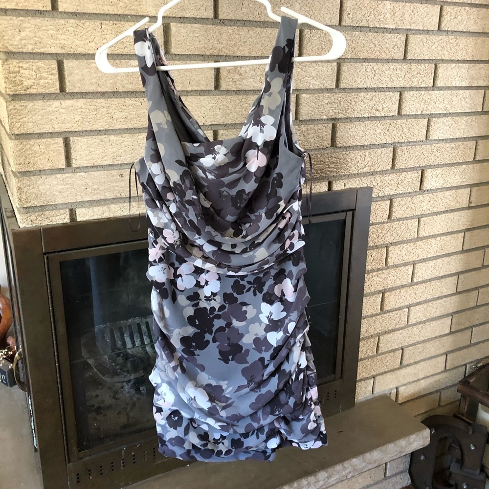 Grey chiffon overlay dress